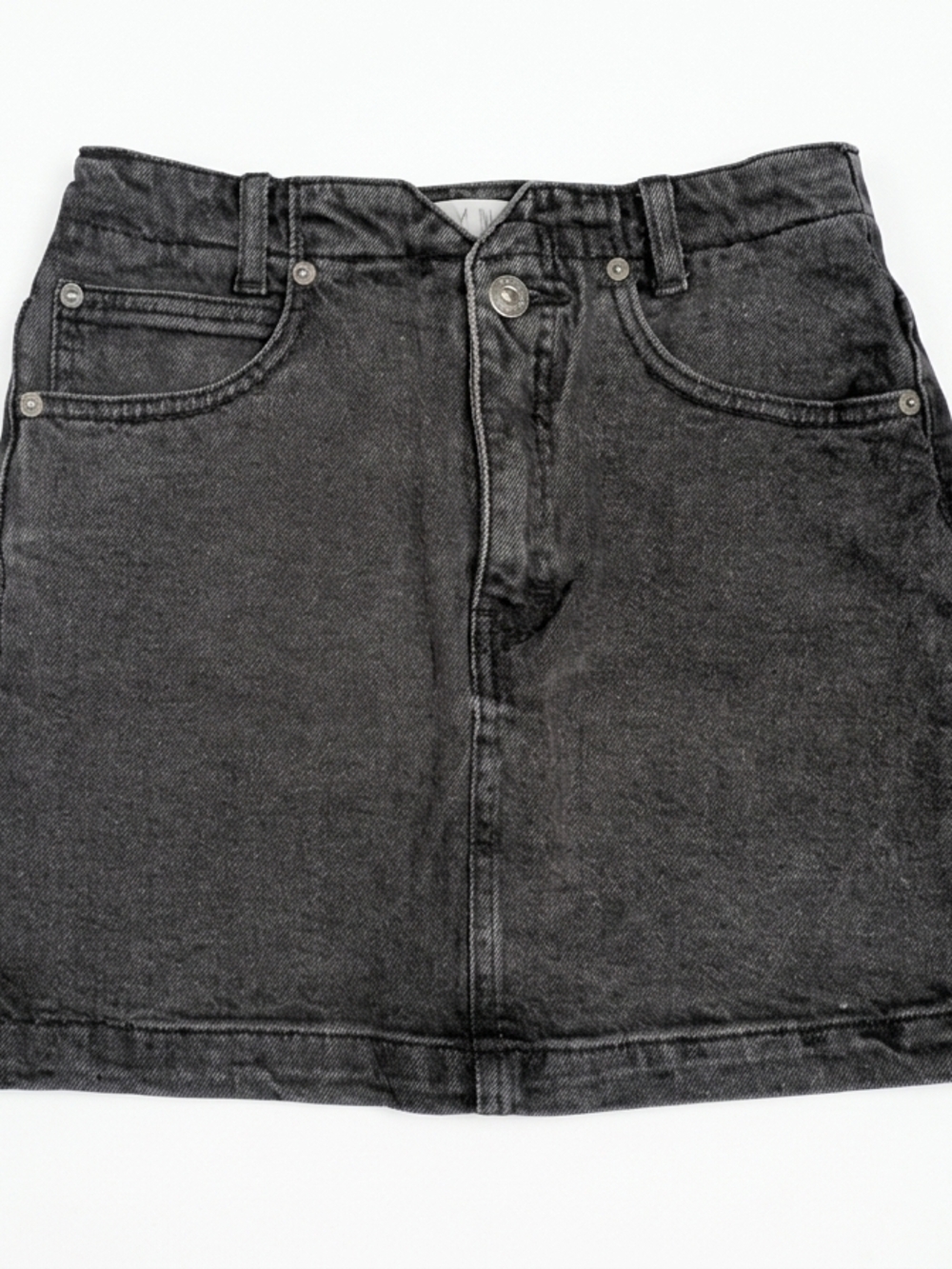 Free People We The Free Black Denim Mini Skirt Size 25 Faded Jean High Waist